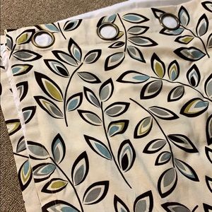 Lined Curtain set- 84in Canvas with Leaf Pattern
